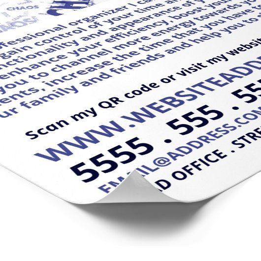 Chaos Slogan Design, professionele organisator Poster (Hoek)