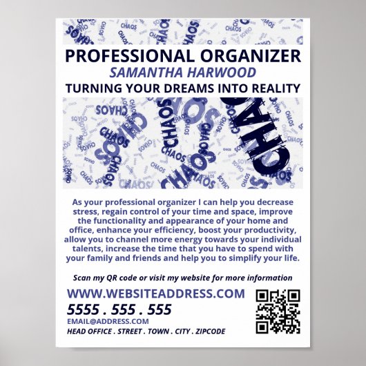 Chaos Slogan Design, professionele organisator Poster (Voorkant)