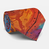 Chaos Storm - Kleurrijk Abstract Design Stropdas (Opgerold)