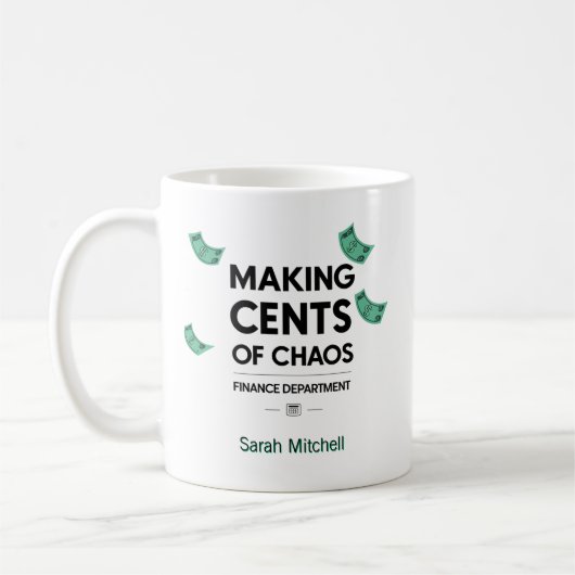 Chaos te gelde maken, op maat gemaakt koffiemok (Links)
