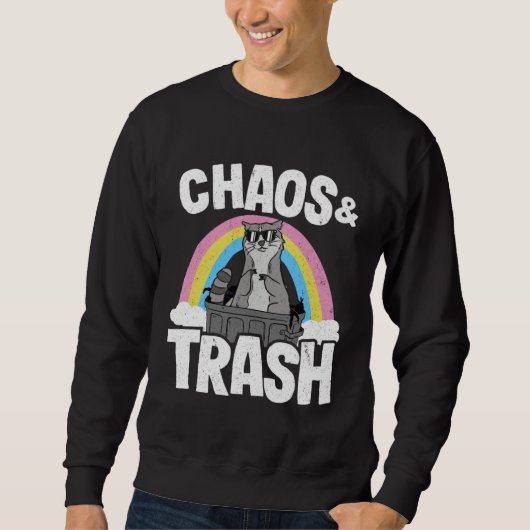 Chaos & Trash Garbage Panda Rainbow Raccoon 4 Trui (Voorkant)