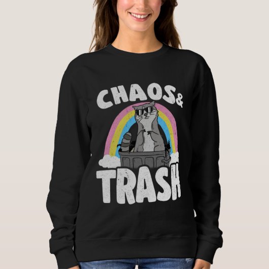 Chaos & Trash Garbage Panda Rainbow Raccoon Trui (Voorkant)
