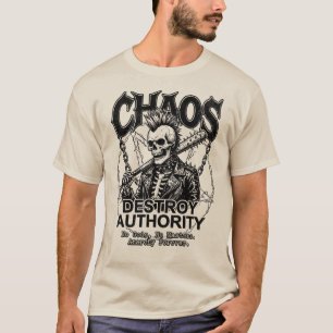 Chaos vernietigt autoriteit – Donkere Punk Anarchi T-shirt