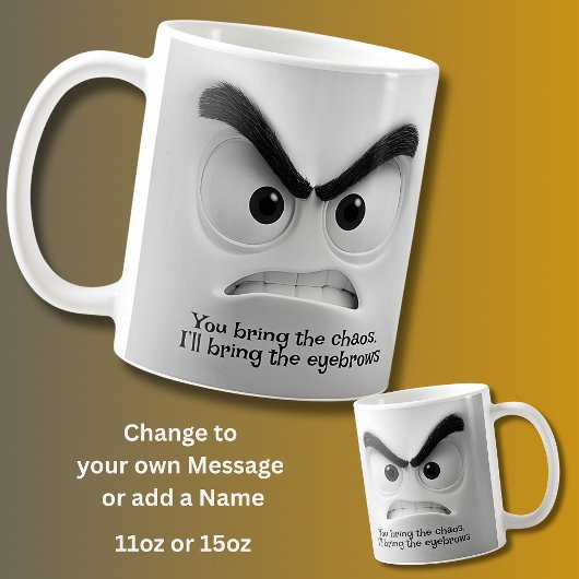 Chaos & Wenkbrauwen, Voeg Naam Bericht Expressief  Koffiemok