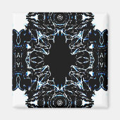 Chaotic Abstract Blue on Black and White Fluid Art Magneet (Voorkant)