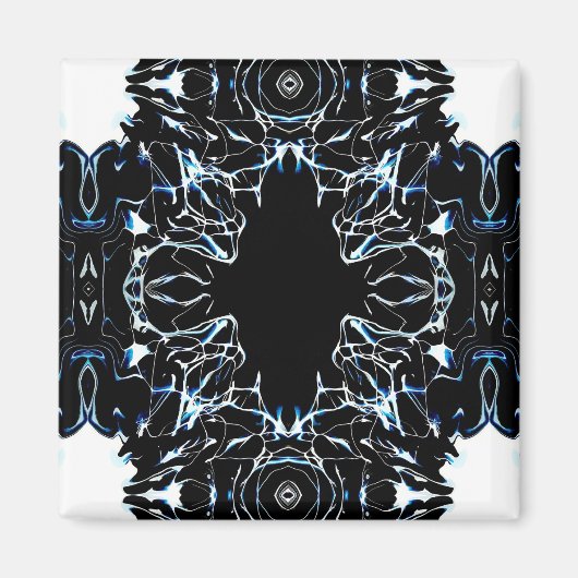 Chaotic Abstract Blue on Black and White Fluid Art Magneet (Voorkant)