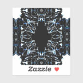 Chaotic Abstract Blue on Black and White Fluid Art Sticker (Vel)