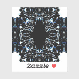 Chaotic Abstract Blue on Black and White Fluid Art Sticker