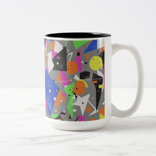 Chaotic Abstract Two-Tone Mug | Colorful Overlappi Tweekleurige Koffiemok (Rechts)