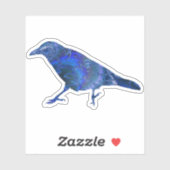 Chaotic Blue Fractal Raven of Blackbird of Crow Sticker (Vel)