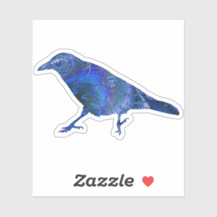 Chaotic Blue Fractal Raven of Blackbird of Crow Sticker