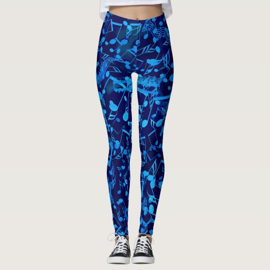 Chaotic Blues Muzieknoten Leggings (Voorkant)