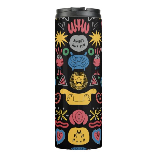 Chaotic Doodle Art Shirt – leuke Abstracte sketch Thermosbeker (Achterkant)