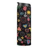 Chaotic Doodle Art Shirt – leuke Abstracte sketch Thermosbeker (Geroteerd rechts)