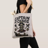 Chaotic Pirate Skeleton–Funny Cartoon Deck Design Tote Bag (Dichtbij)
