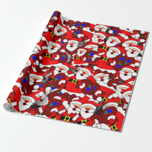 Chaotic Santa Carry Sack Collage Pattern Cadeaupapier