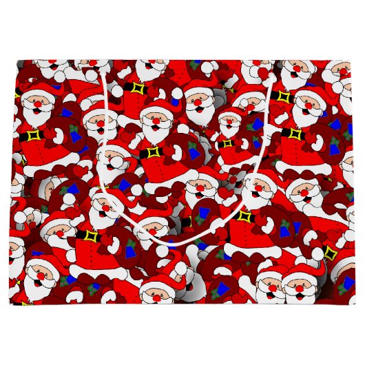 Chaotic Santa Carry Sack Collage Pattern Groot Cadeauzakje (Voorkant)