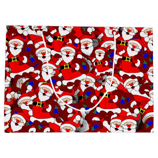 Chaotic Santa Carry Sack Collage Pattern Groot Cadeauzakje (Achterkant)
