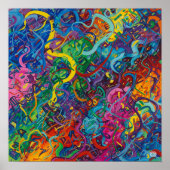 Chaotisch Abstract schilderij Poster (Voorkant)