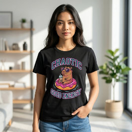 Chaotisch Goede Energie Capybara Donut Floatie T-shirt