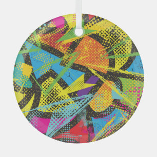 Chaotisch neon: Abstract graffitipatroon. Glas Ornament
