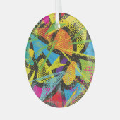 Chaotisch neon: Abstract graffitipatroon. Glas Ornament (Voorkant links)