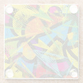 Chaotisch neon: Abstract graffitipatroon. Glazen Onderzetter (Achterkant)