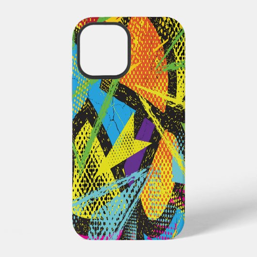 Chaotisch neon: Abstract graffitipatroon. iPhone Hoesje (Achterkant)