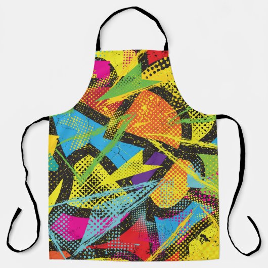 Chaotisch neon: Abstract graffitipatroon. Schort (Voorkant)