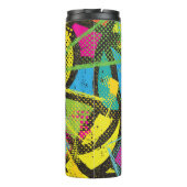Chaotisch neon: Abstract graffitipatroon. Thermosbeker (Achterkant)