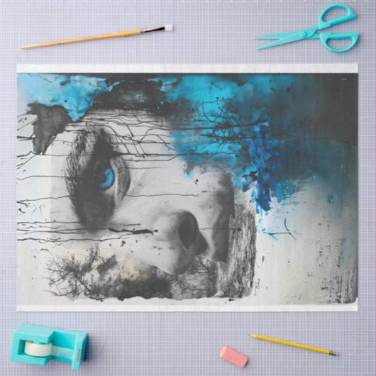 Chaotisch Vrouw Gezicht & Bos Decoupage Tissuepapier (Craft)