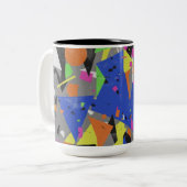 Chaotische Abstracte Twee-Tons Mok | Kleurrijk Ove (Voorkant links)