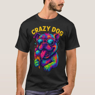 Chaotische Bulldog met Bril en IJshoorn T-shirt
