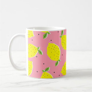 Chaotische citroenen roze polka: Citrus patroon Koffiemok