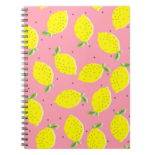 Chaotische citroenen roze polka: Citrus patroon Notitieboek