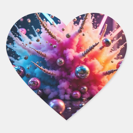 Chaotische Explosies Hart Sticker (Voorkant)