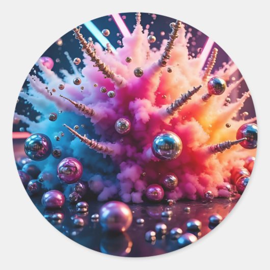 Chaotische Explosies Ronde Sticker (Voorkant)