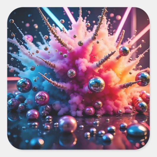 Chaotische Explosies Vierkante Sticker (Voorkant)