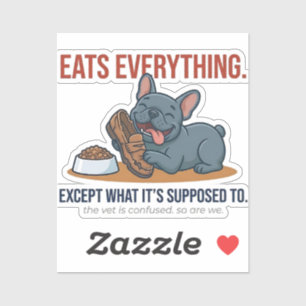 Chaotische Franse Bulldog Schoen Eter Illustratie Sticker