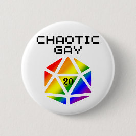 Chaotische Gay D20 – LGBTQ+ Pride DND Ronde Button 5,7 Cm