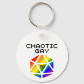 Chaotische Gay D20 – LGBTQ+ Pride DND Sleutelhanger (Achterkant)