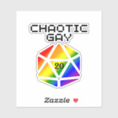 Chaotische Gay D20 – LGBTQ+ Pride DND Sticker (Vel)