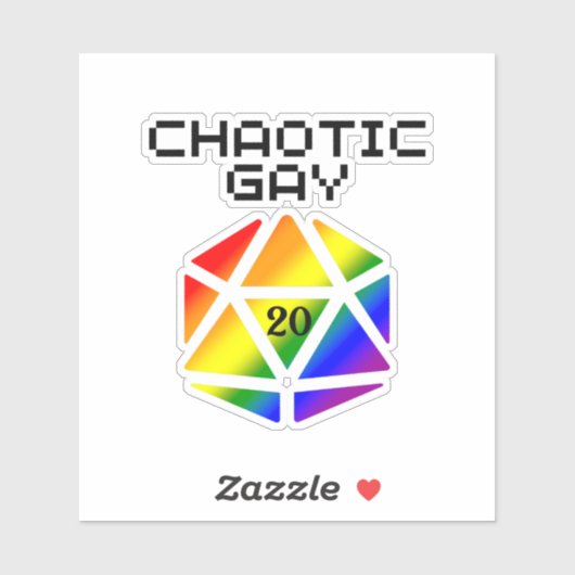 Chaotische Gay D20 – LGBTQ+ Pride DND Sticker (Vel)