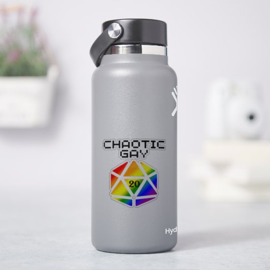 Chaotische Gay D20 – LGBTQ+ Pride DND Sticker (HydroFlask)