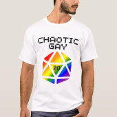 Chaotische Gay D20 – LGBTQ+ Pride DND T-shirt (Voorkant)