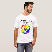 Chaotische Gay D20 – LGBTQ+ Pride DND T-shirt (Voorkant volledig)