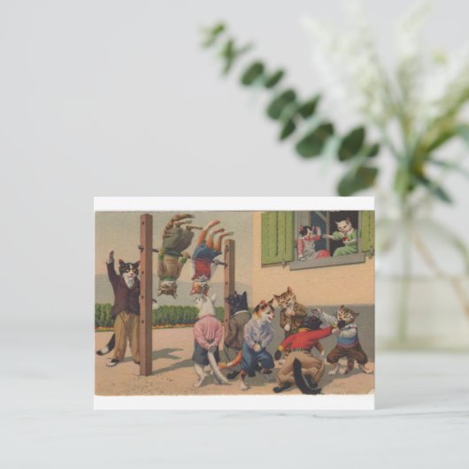 Chaotische katten, Gym Class Brawl, Repro Briefkaa Briefkaart (Staand voorkant)