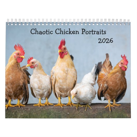 Chaotische kip portretten 2026 kalender (Hoes)