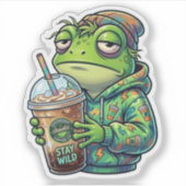 Chaotische Koffie Kikker Sticker (Voorkant)