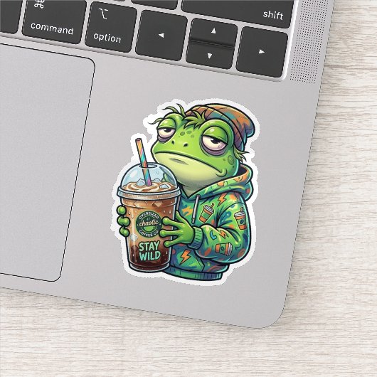 Chaotische Koffie Kikker Sticker (Detail)